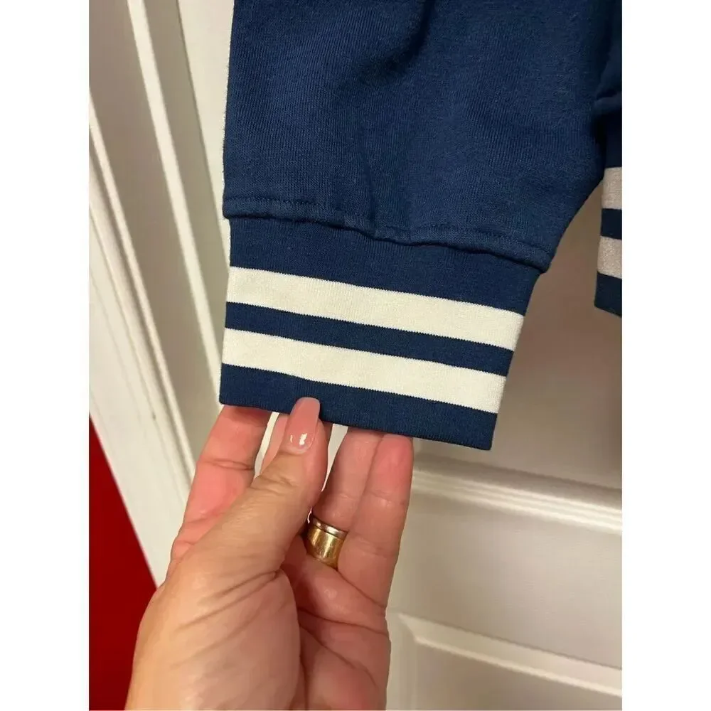 True Religion Navy Embroidered Insignia Varsity Jacket sz L NWT
